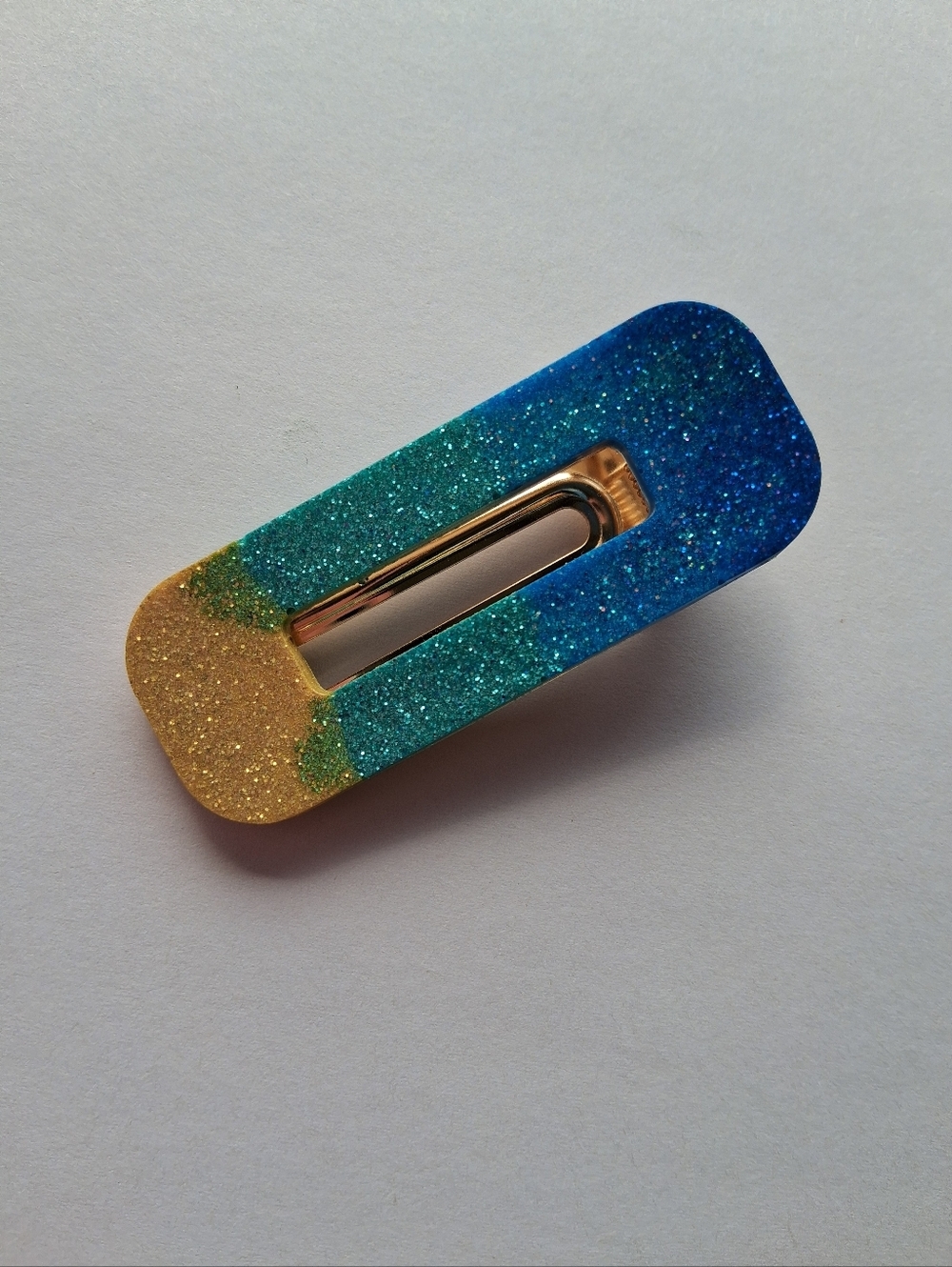 5/$25 Hand Crafted Glitter Ombre Hair Clip - Gold, Teal, Blue